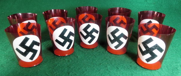 NAZI RED CELLULOID CANDLE HOLDERS LOT OF 10 ORIGINAL 1930-40's