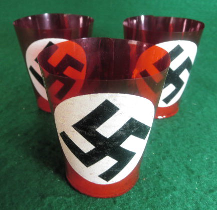 NAZI RED CELLULOID CANDLE HOLDERS LOT OF 3 ORIGINAL 1930-40's