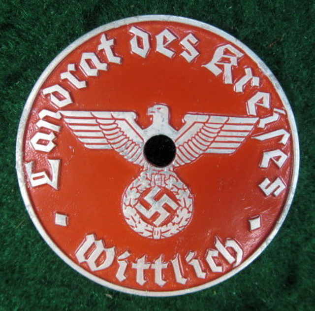 NAZI GERMAN AUTO LICENSE PLATE TAG DISK 1930-40's #294 NAZI GERMAN AUTO LICENSE PLATE TAG DISK 1930-40's #294