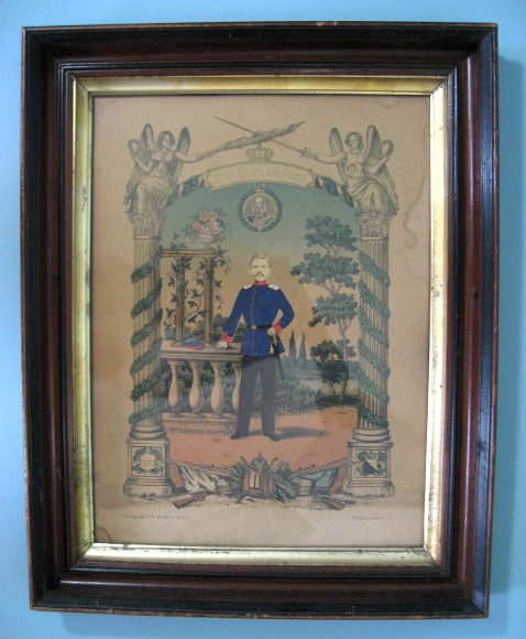 SOLD-GERMAN MILITARY SOLDIER PICTURE IN FRAME ORIGINAL 1875