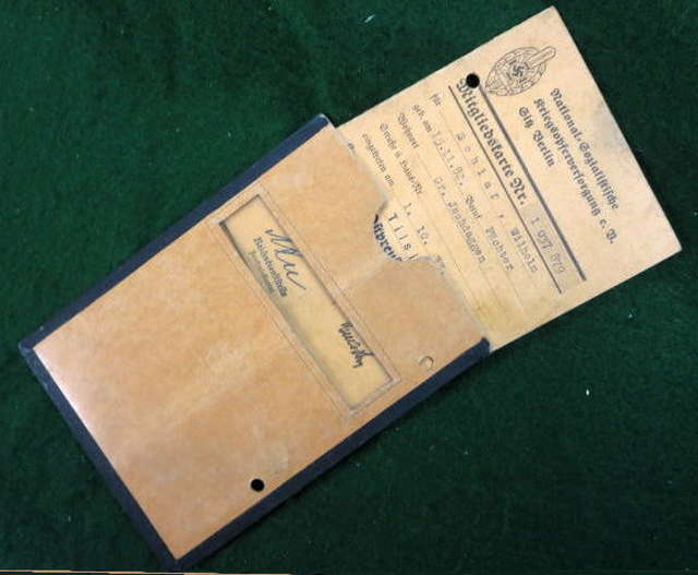 NAZI GERMANY NSKOV DUES BOOK WITH SLEEVE & STAMPS #68