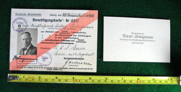 NAZI GERMAN 1930's-1940's RAILROAD DOCUMENT & CALLING CARD? #914